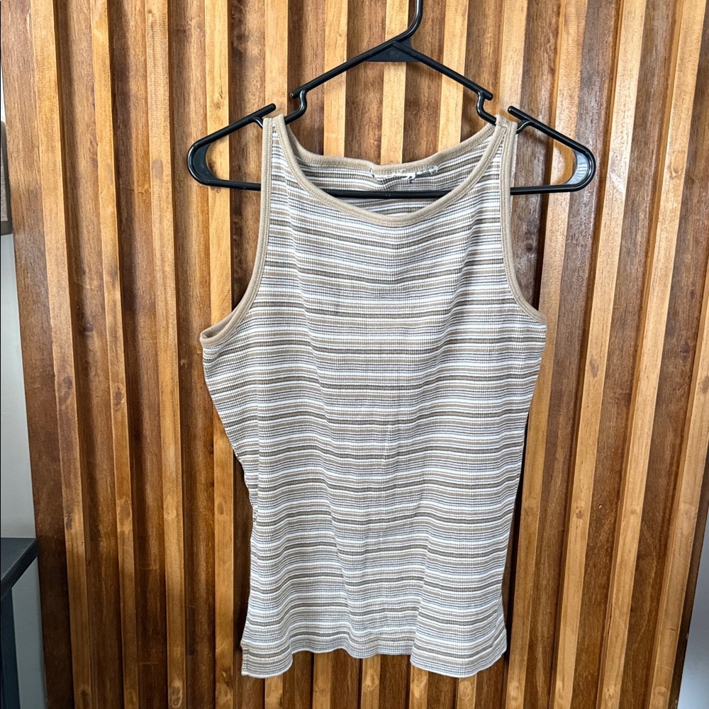 Vintage Striped Knit Tank Top in Neutral Tones